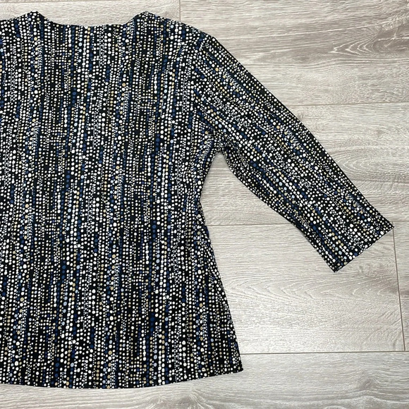 Nine & Co by Nine West 3/4 Sleeve Crossover V-Neck Polka Dot Blouse L - Picture 15 of 15